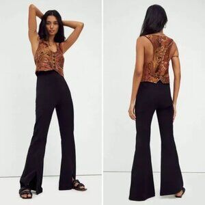 Free People Real Deal Slit Flare Pants In Black Size S NWT